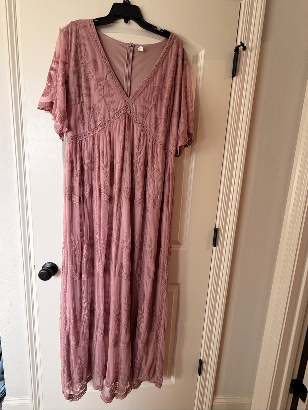 Pink blush maternity Mauve Lace Maxi Dressi